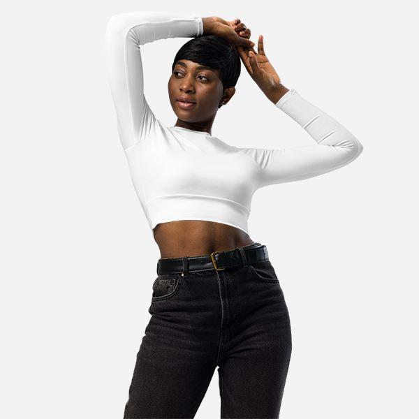 All-Over Print Recycled Long Sleeve Crop Top